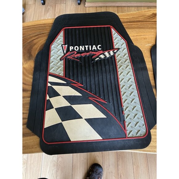 Vintage GM Pontiac Racing Front Rubber FLOOR MAT SET of 2 Made in the USA - Picture 3 of 16